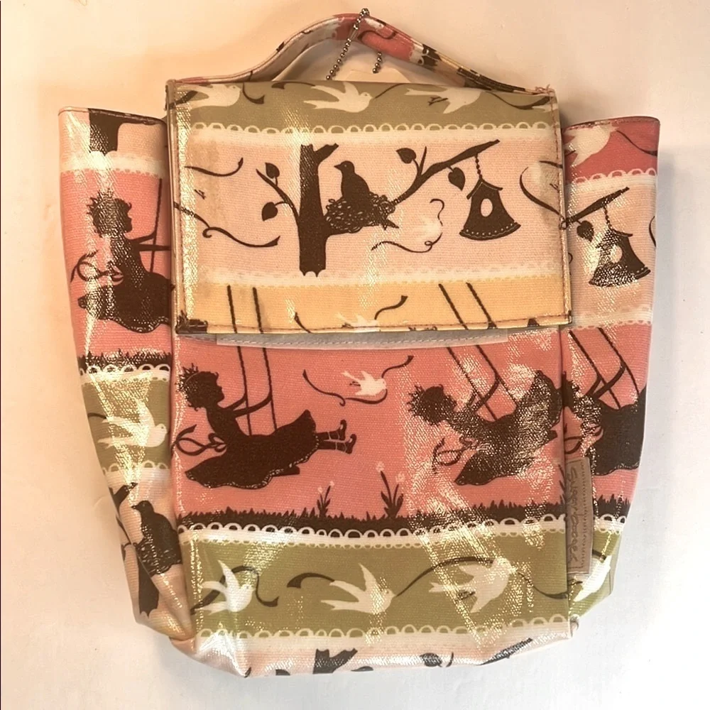 Sugar Booger Insulated Pink and Yellow Scenic Pattern Lunchbox Bag